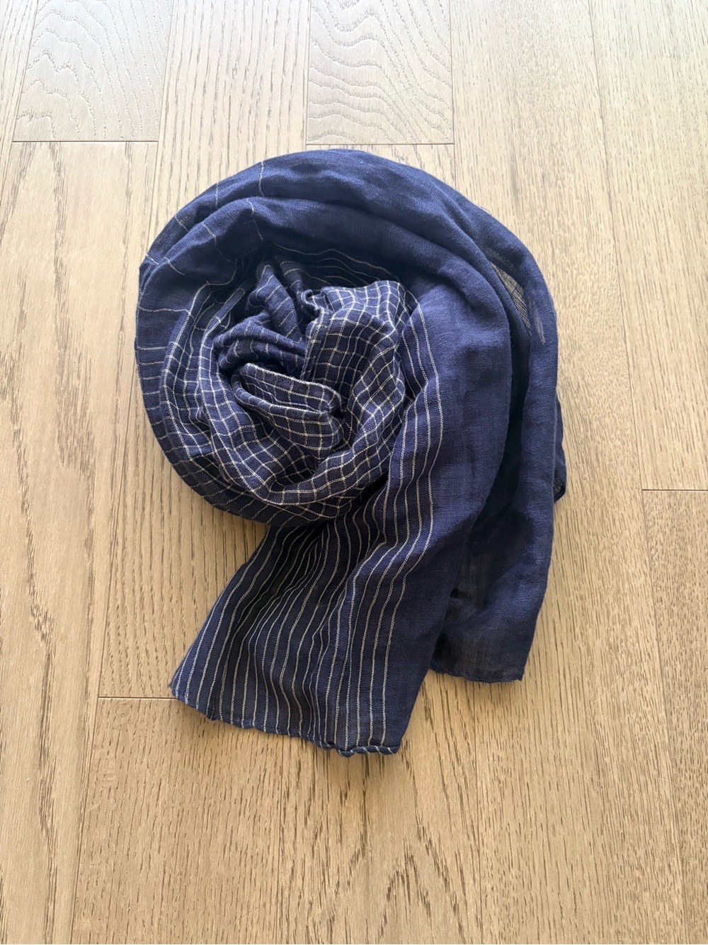 Navy Linen & Cotton Scarf